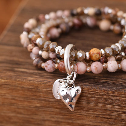 Armband aus echtem Mookait mit Herzanhänger