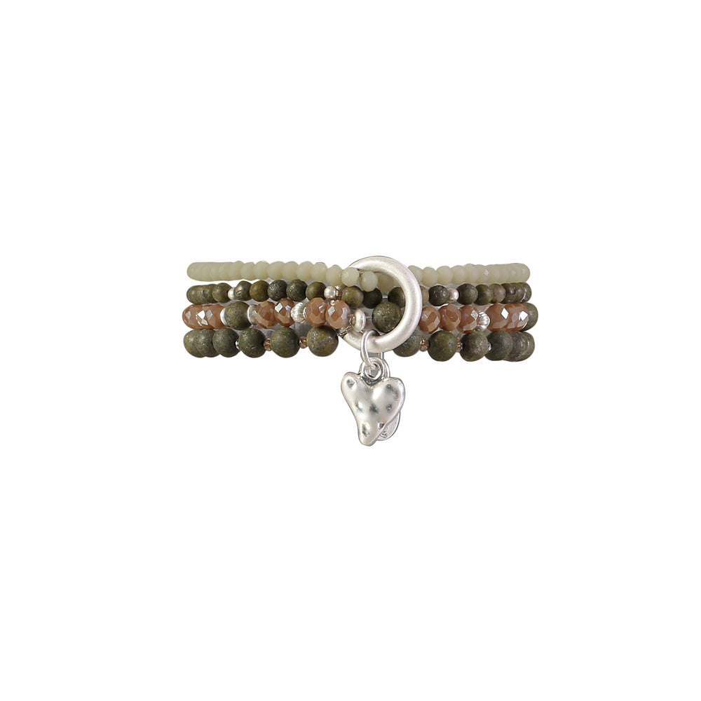 Armband aus echter Afrikanischer Grüner Jade mit Herzanhänger