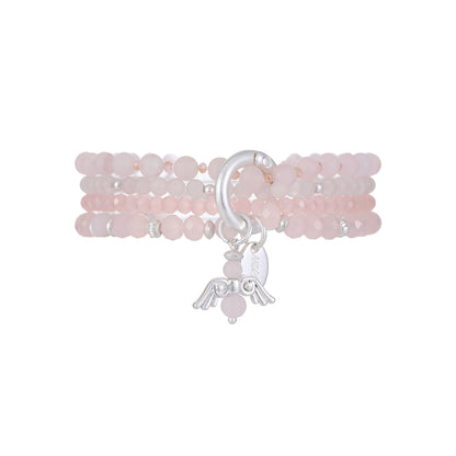 Armband aus Rosenquarz mit Engelanhänger