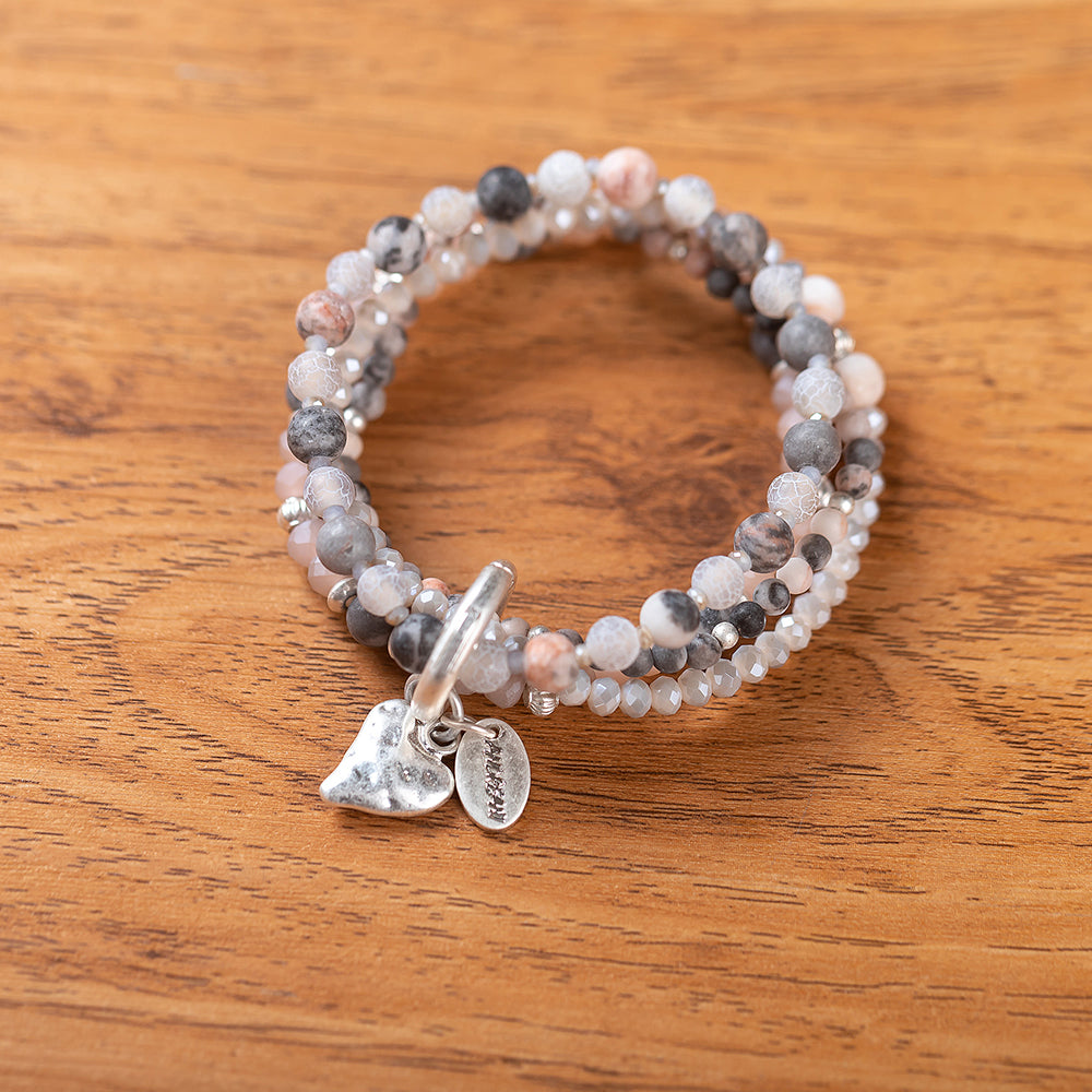 Armband aus echtem Roter Jaspis mit Herzanhänger
