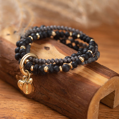 Armband aus echtem Lavastein mit Herzanhänger