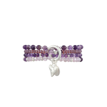 Armband aus echtem Amethyst mit Herzanhänger