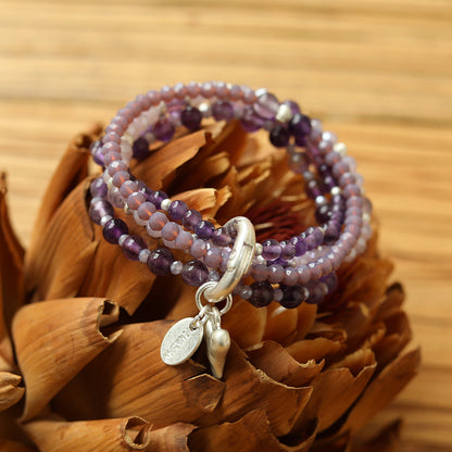 Armband aus echtem Amethyst mit Herzanhänger