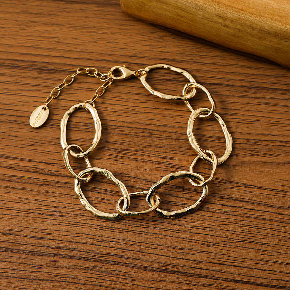 Goldfarbenes Gliederarmband aus rhodiniertem Metall - 19cm
