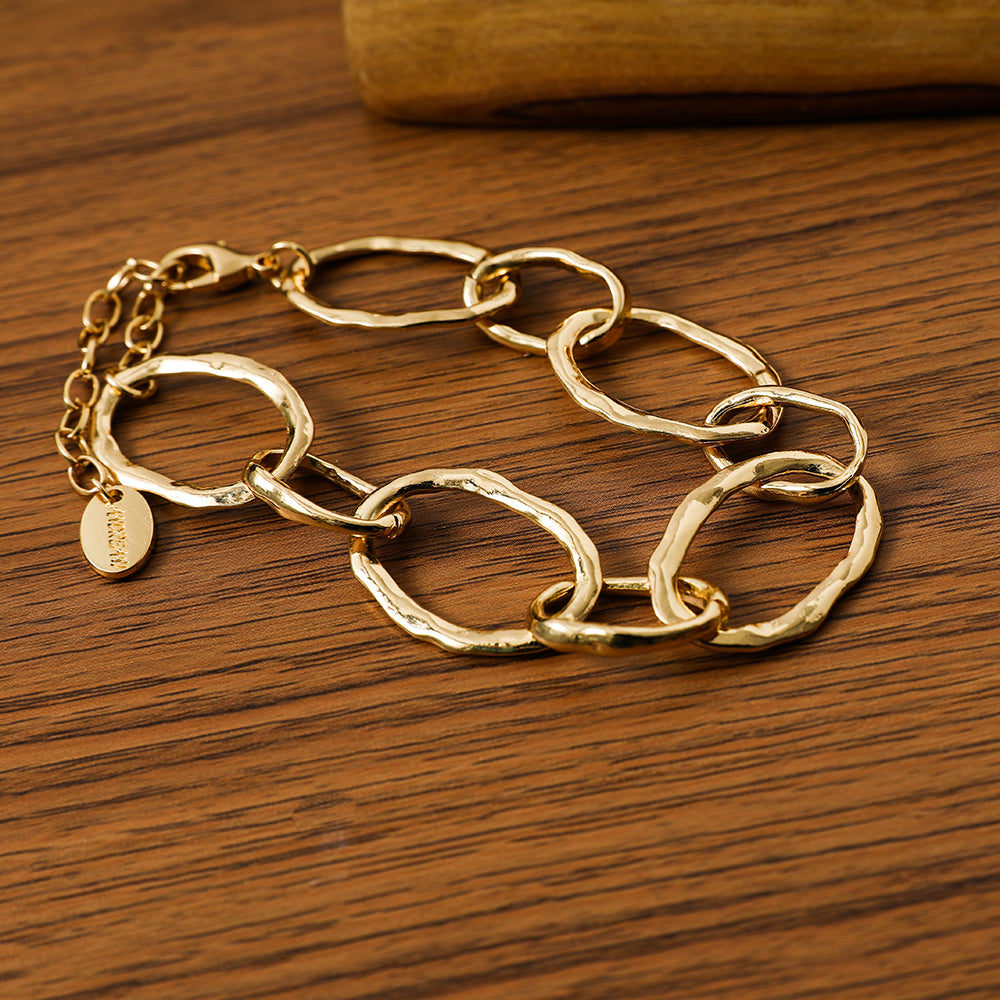 Goldfarbenes Gliederarmband aus rhodiniertem Metall - 19cm