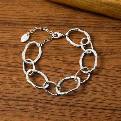 Silberfarbenes Gliederarmband aus rhodiniertem Metall - 19cm