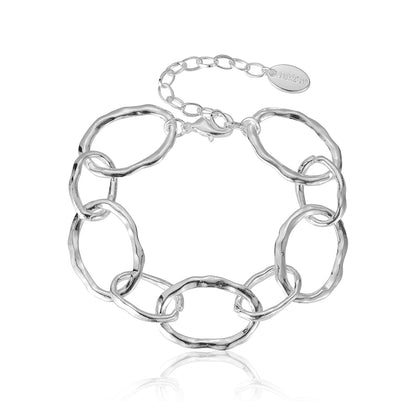 Silberfarbenes Gliederarmband aus rhodiniertem Metall - 19cm