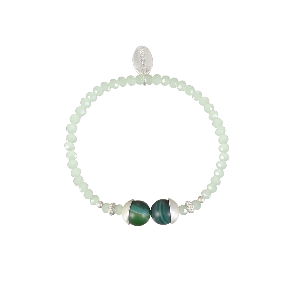 Armband aus echtem Moosachat mit Glas