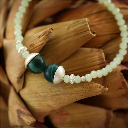 Armband aus echtem Moosachat mit Glas