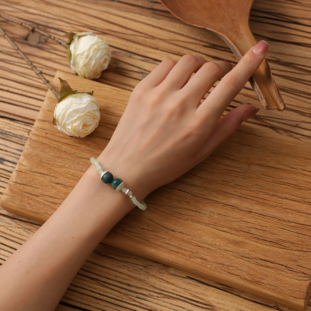 Armband aus echtem Moosachat mit Glas