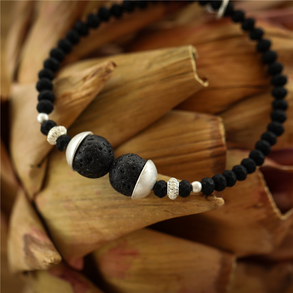 Armband aus Lavastein mit Glas