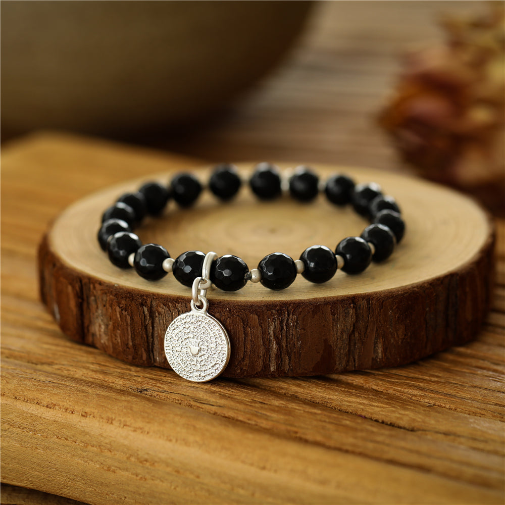 Geschenkset mit schwarzer Jade – Halskette, Armband &amp; Schal