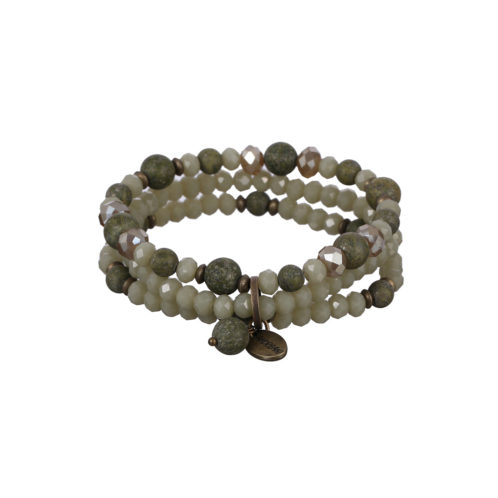 Mehrreihiges Armband aus echter afrikanischer grüner Jade