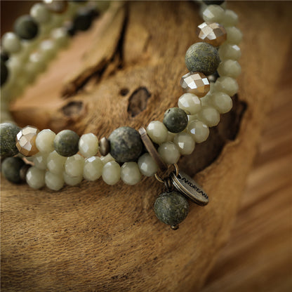 Mehrreihiges Armband aus echter afrikanischer grüner Jade