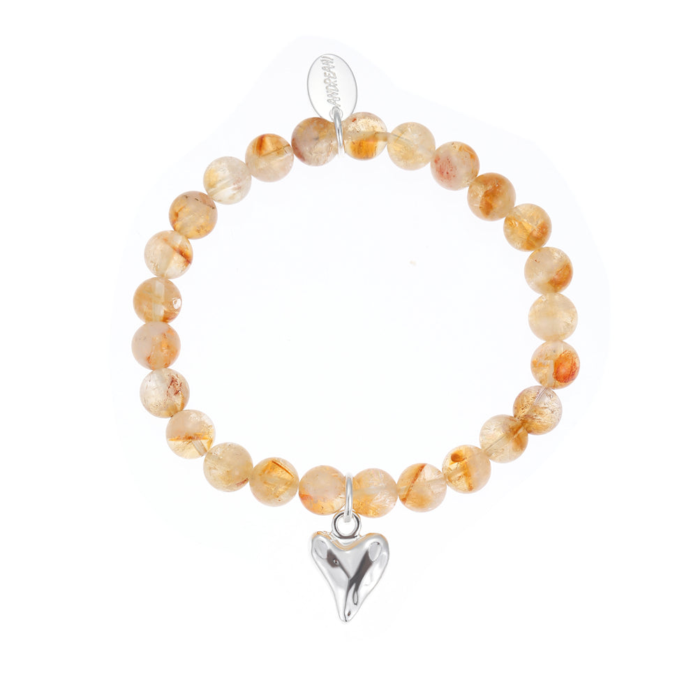 Armband aus echtem Citrin mit Herzanhänger