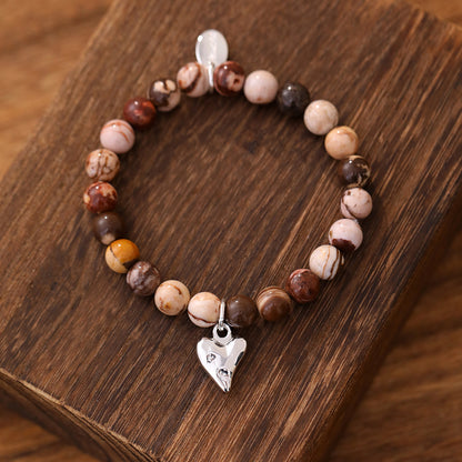 Armband aus echtem Mookait mit Herzanhänger