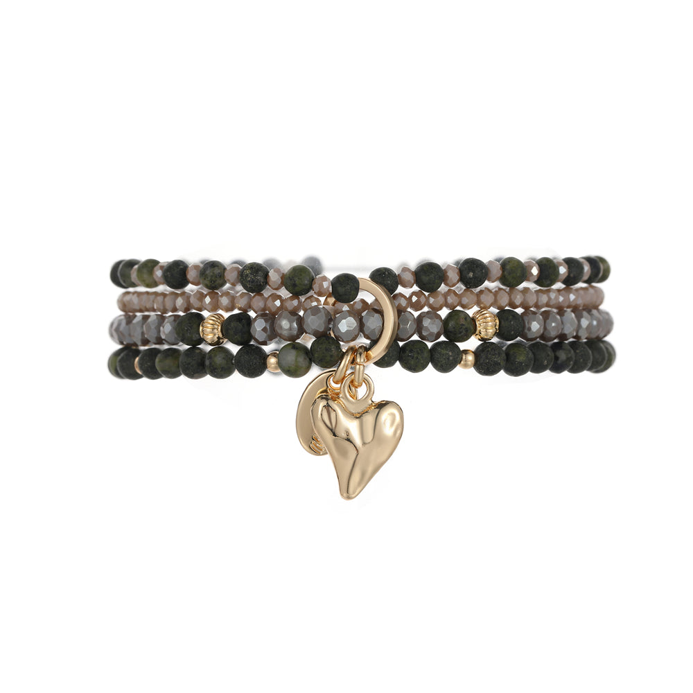 Armband aus echter afrikanischer grüner Jade mit Herzanhänger