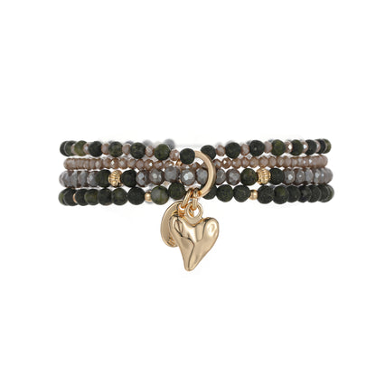 Armband aus echter afrikanischer grüner Jade mit Herzanhänger