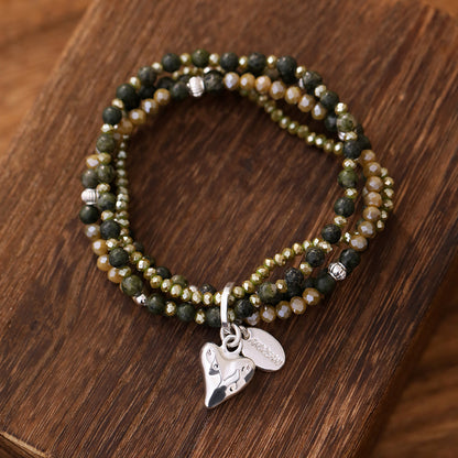 Armband aus echtem Afrikanischer grüner jade mit Herzanhänger