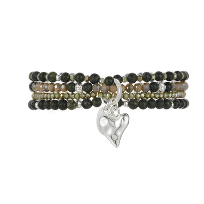 Armband aus echtem Afrikanischer grüner jade mit Herzanhänger