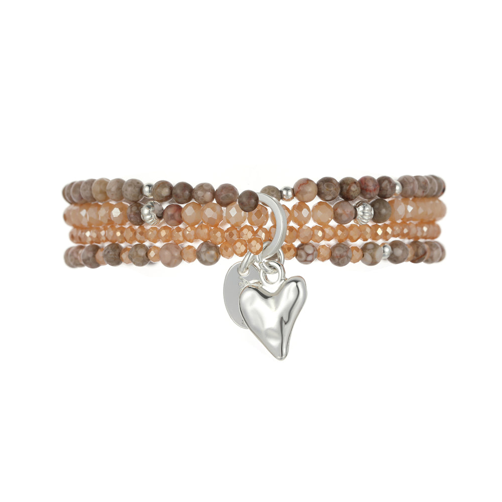 Armband aus echtem Jaspis mit Herzanhänge