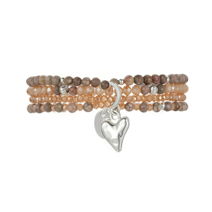 Armband aus echtem Jaspis mit Herzanhänge
