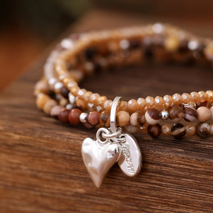 Armband aus echtem Mookait mit Herzanhänger