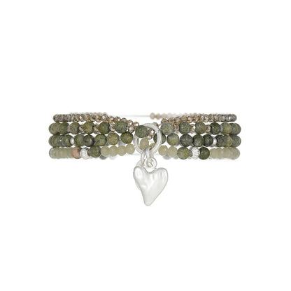 Armband aus echter Afrikanischer Grüner Jade mit Herzanhänger