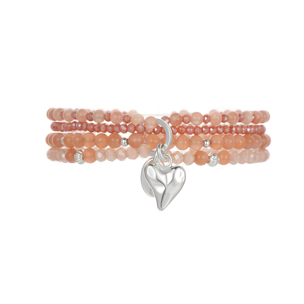 Armband aus echtem Sonnenstein mit Herzanhänger