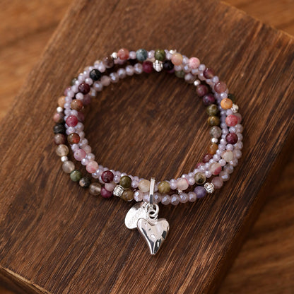 Armband aus echter Turmalin mit Herzanhänger
