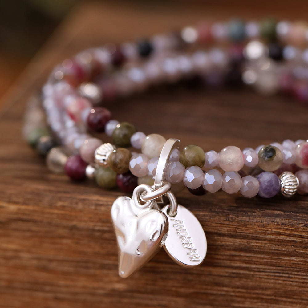 Armband aus echter Turmalin mit Herzanhänger