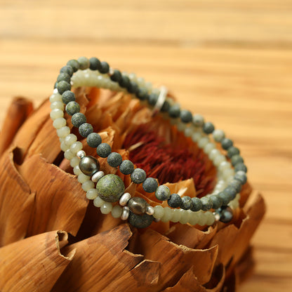 Armband aus Süsswasserperlen mit Glas