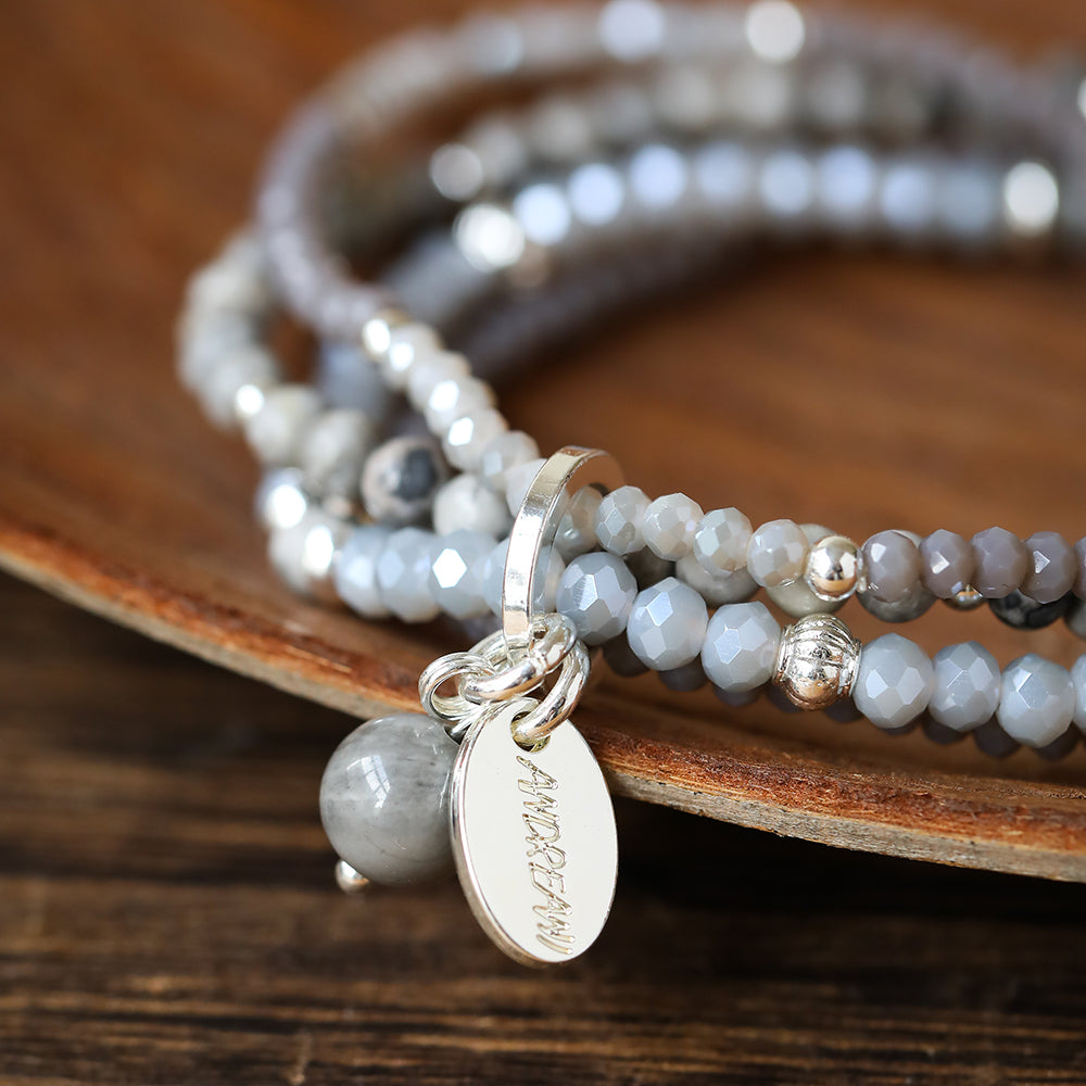 Armband aus echtem Picasso Jaspis mit silberfarbenen Details