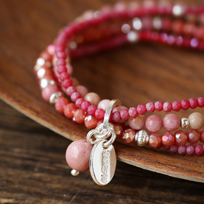 Armband aus echtem Rotem Achat mit Kugelanhänger