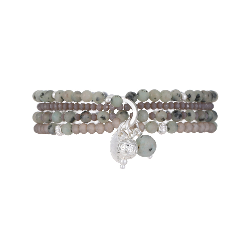 Armband aus echtem Kiwi Jaspis mit Anhängern