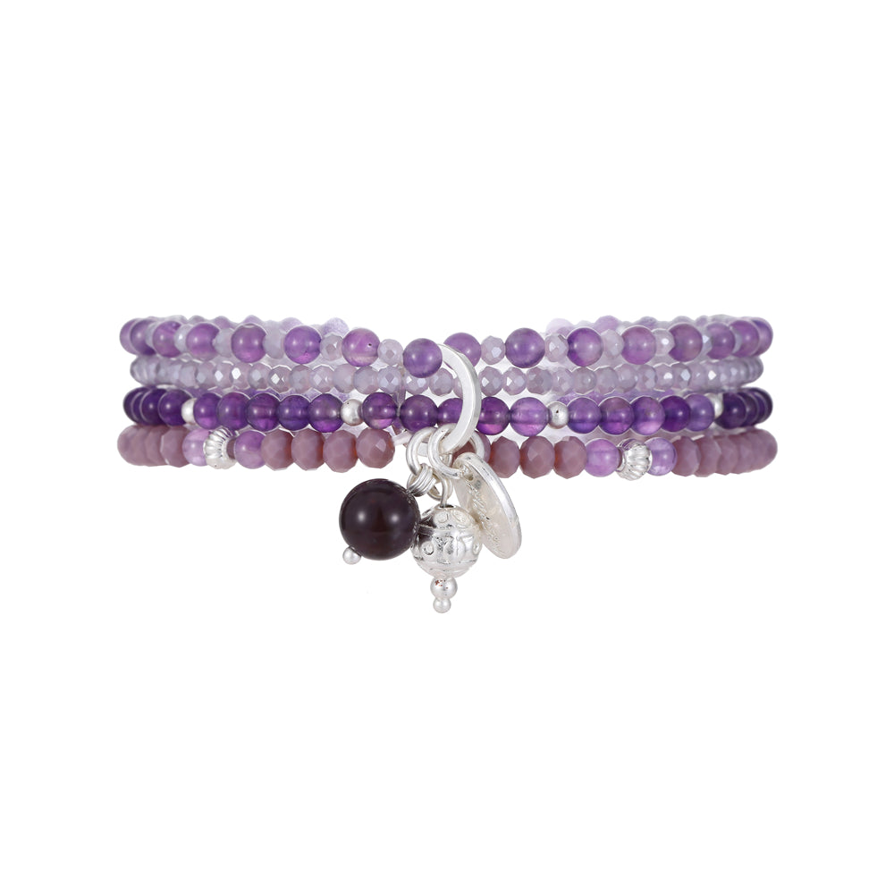 Armband aus Amethyst  mit Kugelanhänger