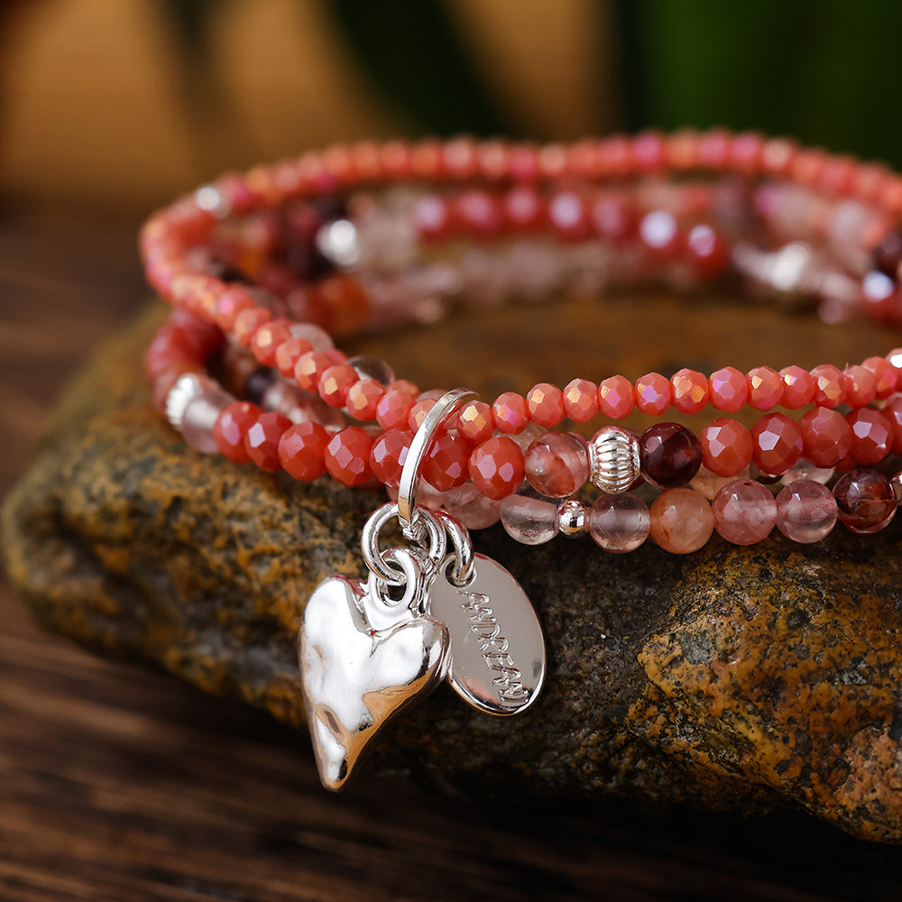 Armband aus aus echtem Hämatoid mit Herzanhänger