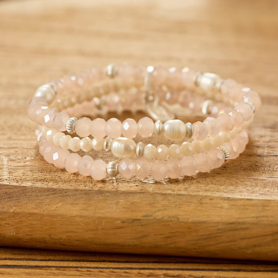 Armband mit echten Süsswasserperlen silberfarbig