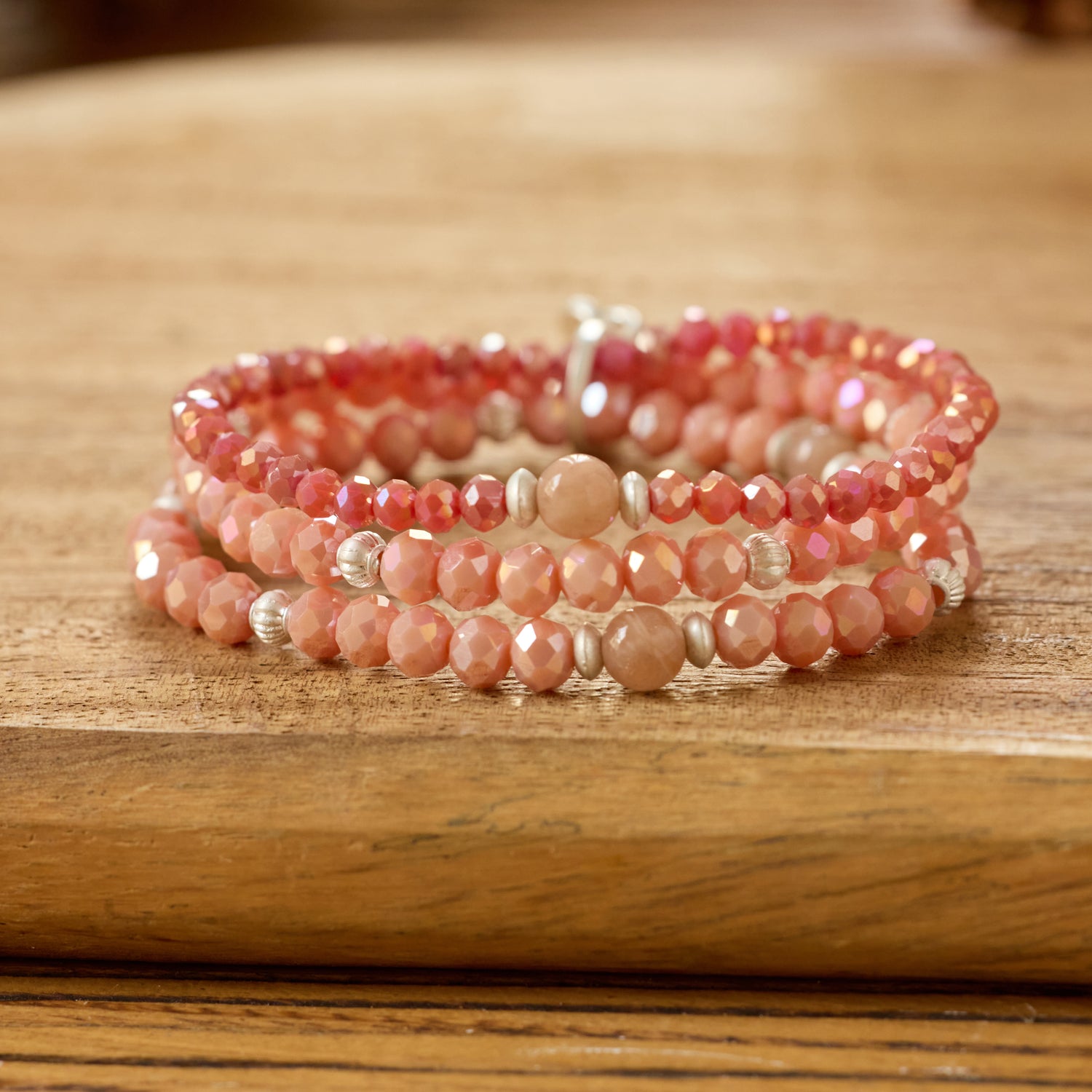 Armband aus echtem Sonnenstein silberfarbig