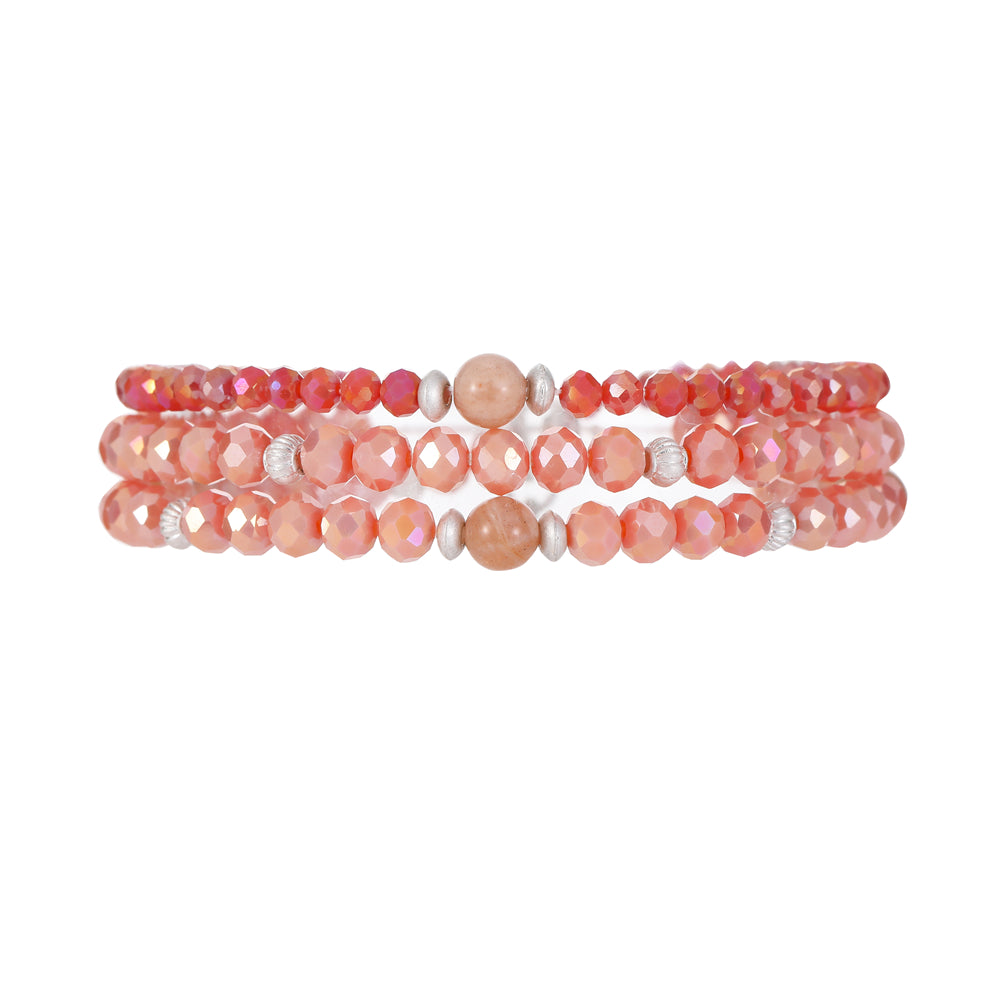Armband aus echtem Sonnenstein silberfarbig