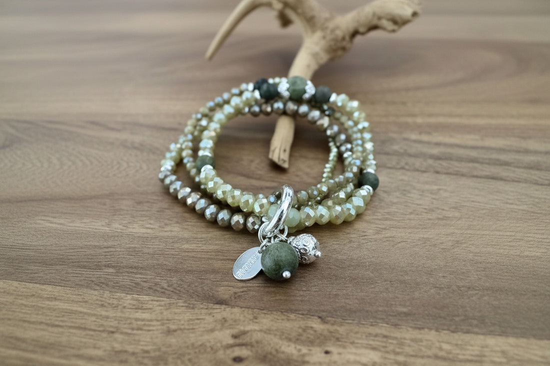 Armband aus Afrikanischer grüner Jade mit Anhänger