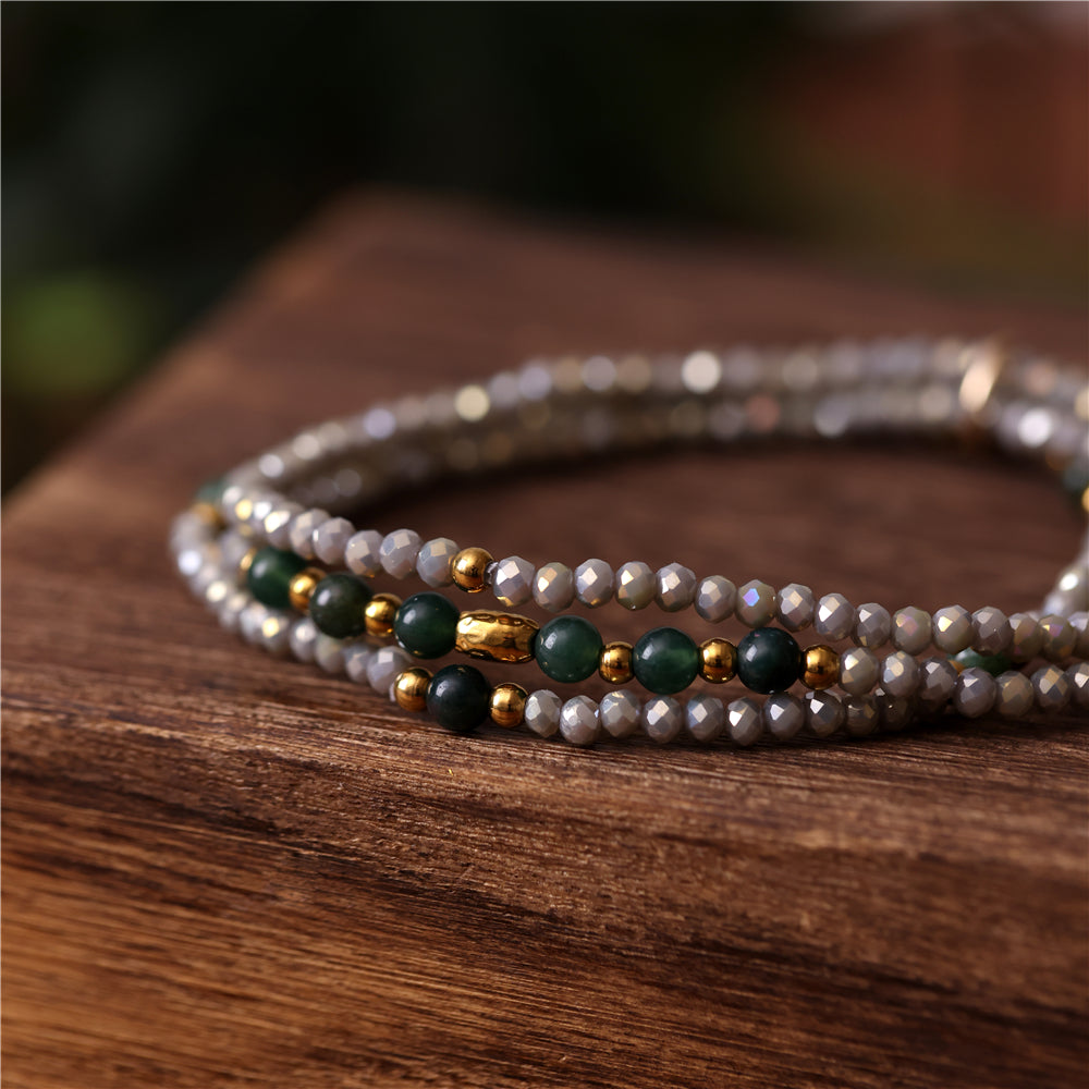 Armband mit grünem Aventurin goldfarbig