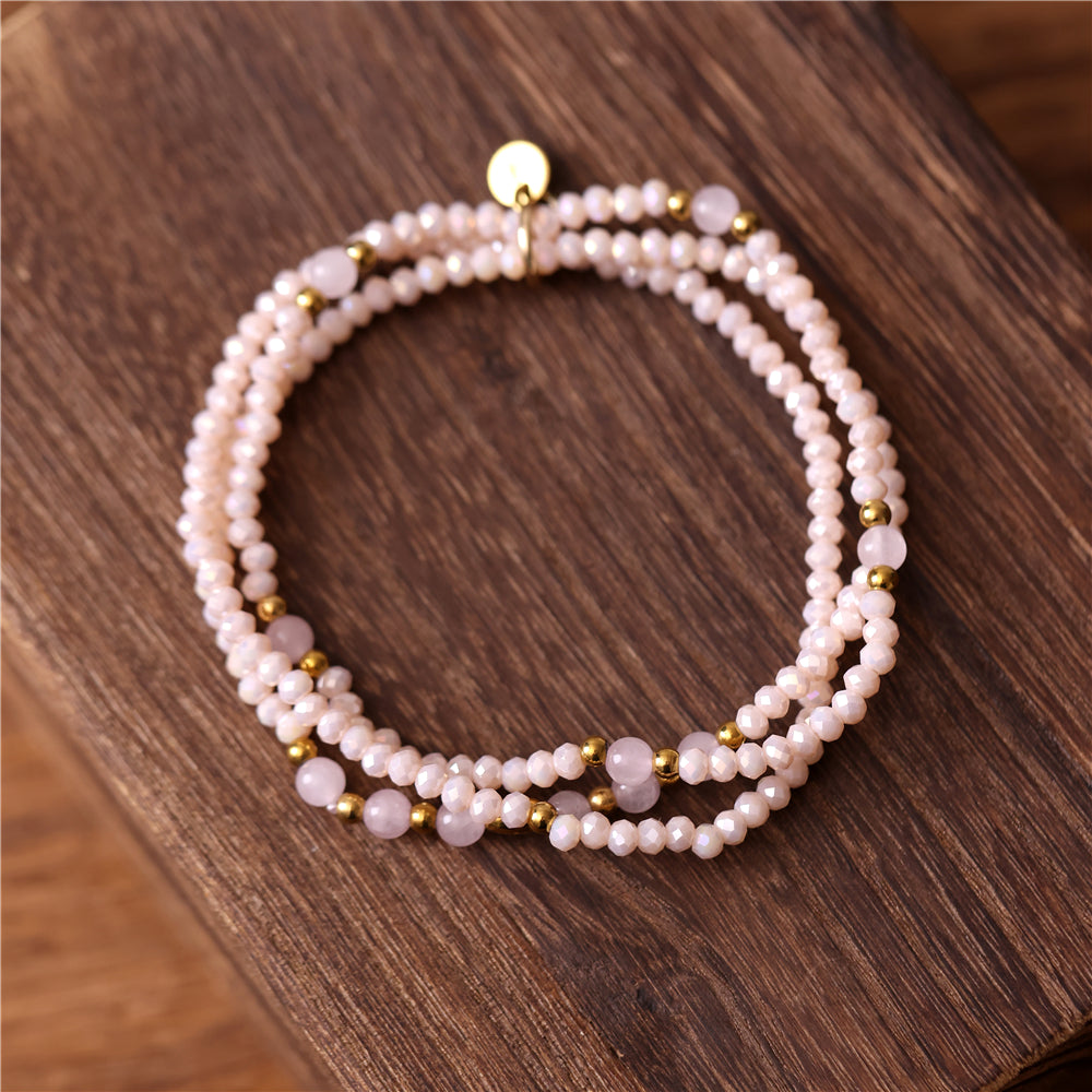 Armband mit Rosenquarz goldfarbig
