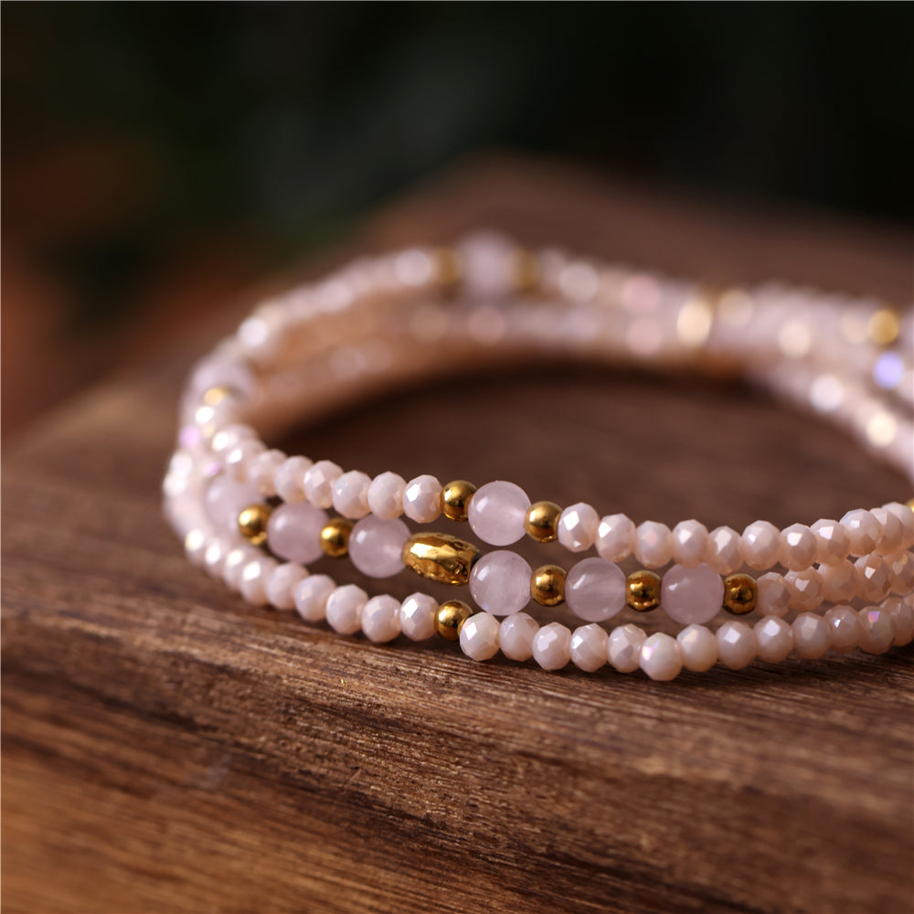 Armband mit Rosenquarz goldfarbig