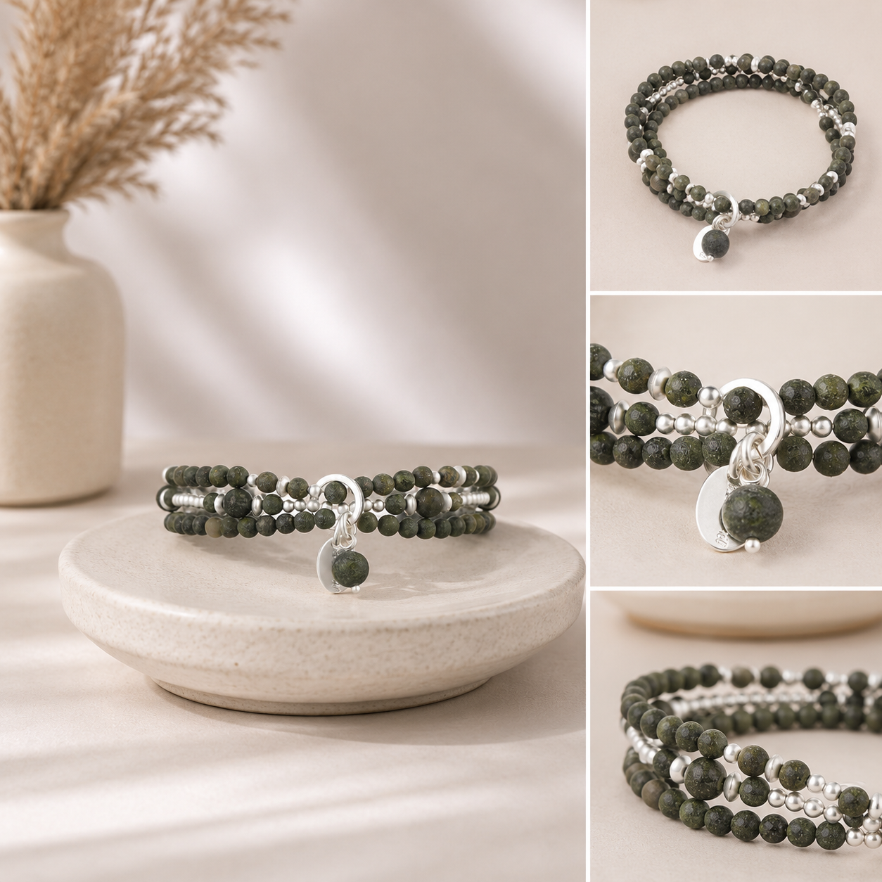 Armband aus echter afrikanischer grüner Jade