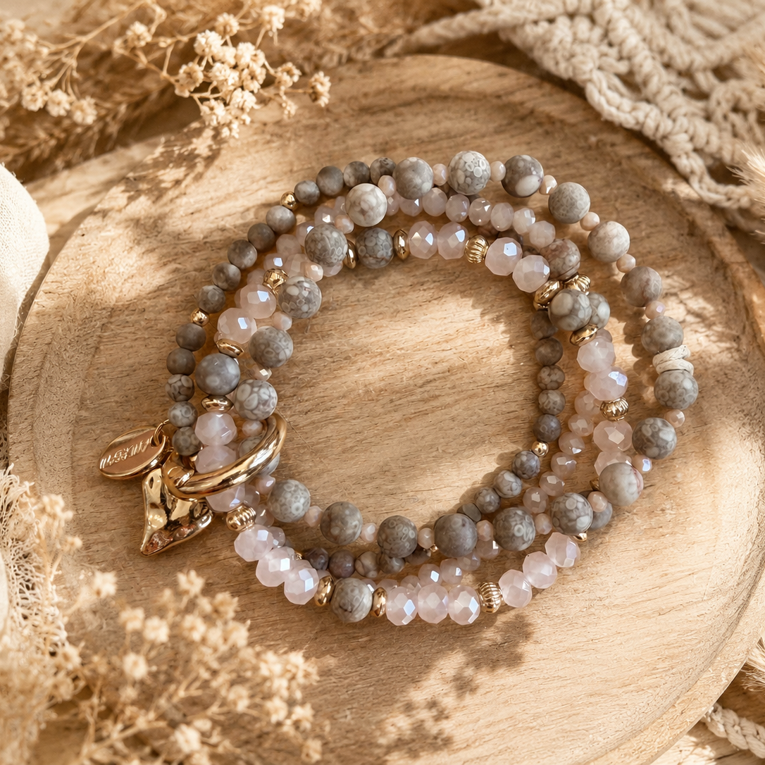 Armband aus echtem Jaspsis mit Herzanhänger
