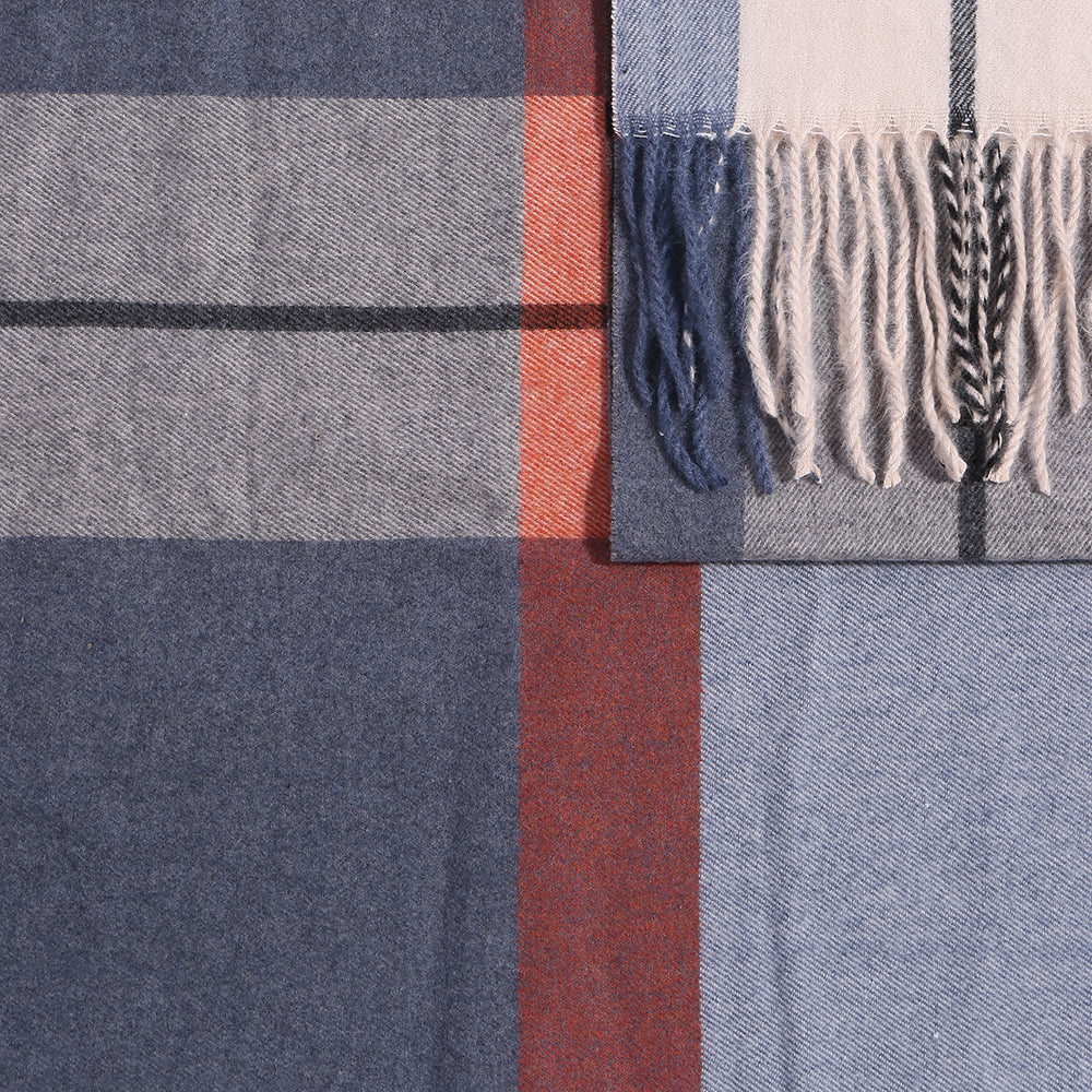 Karierter Schal in Blau &amp; Naturtönen