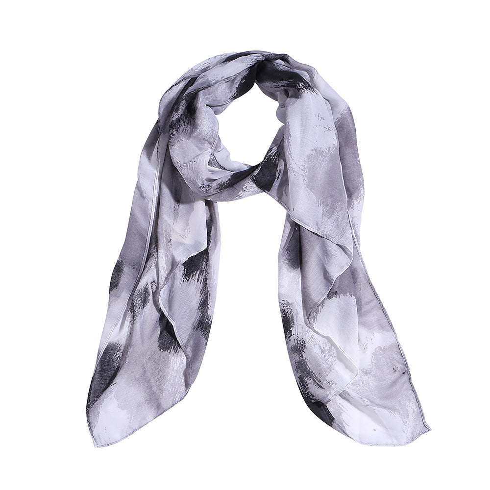 Schal mit abstraktem Muster in Grau, Schwarz und Weiss