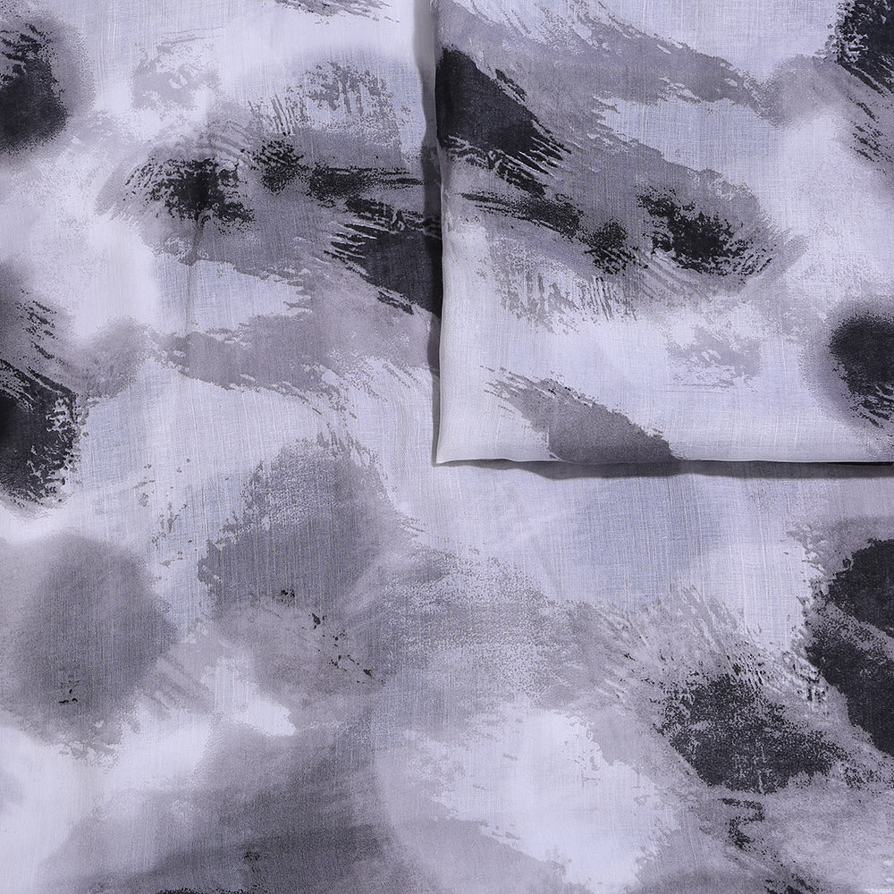 Schal mit abstraktem Muster in Grau, Schwarz und Weiss