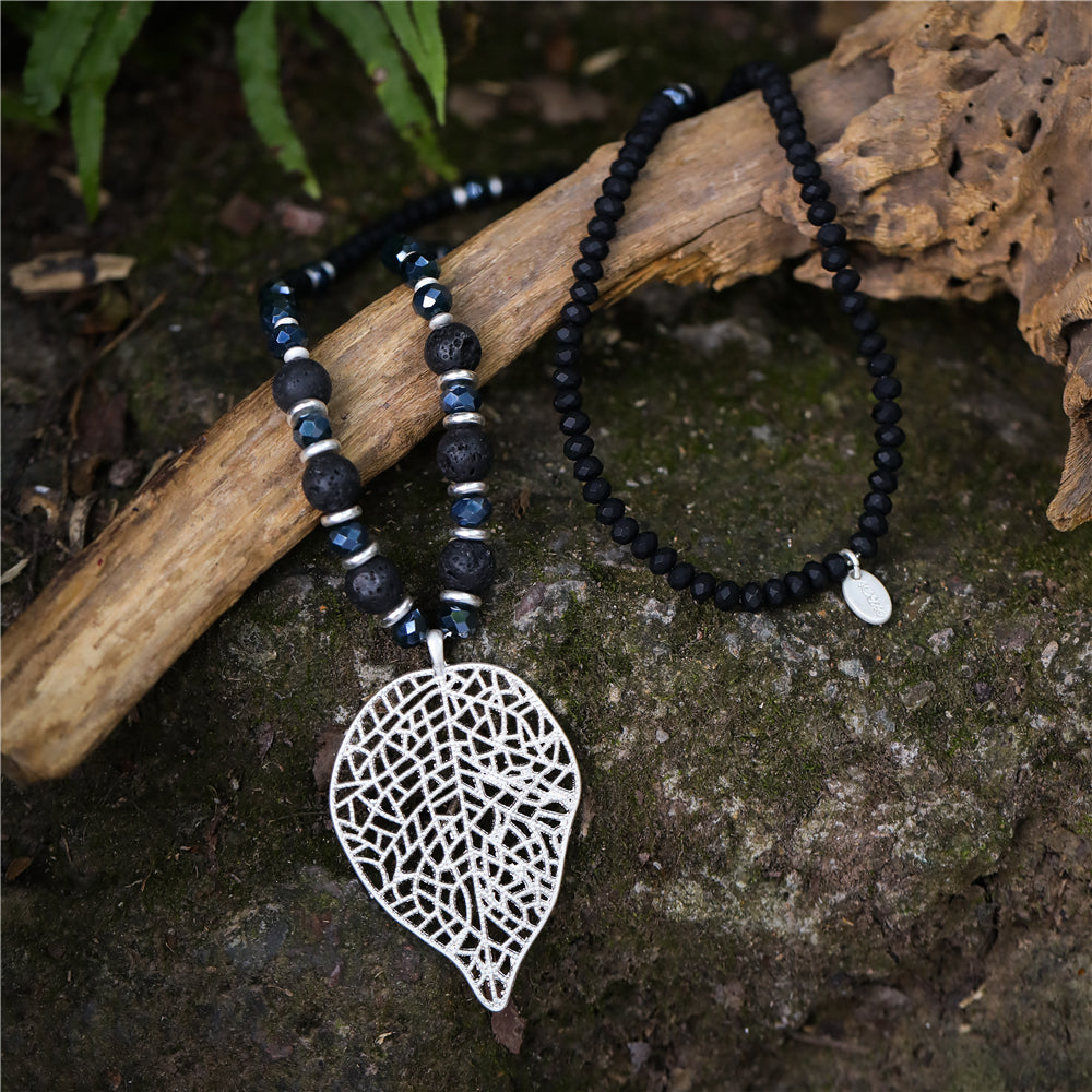 Halskette mit echtem Lavastein Andreani – Handgemachter Schmuck